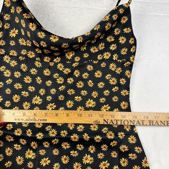 WeWoreWhat Black Babydoll Midi Slip Dress Sz 4 Daisy Print Fairy Grunge NWT - Picture 9 of 14